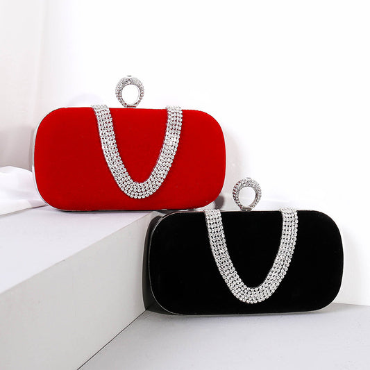 Diamond Velvet Clutch Bag For Ladies