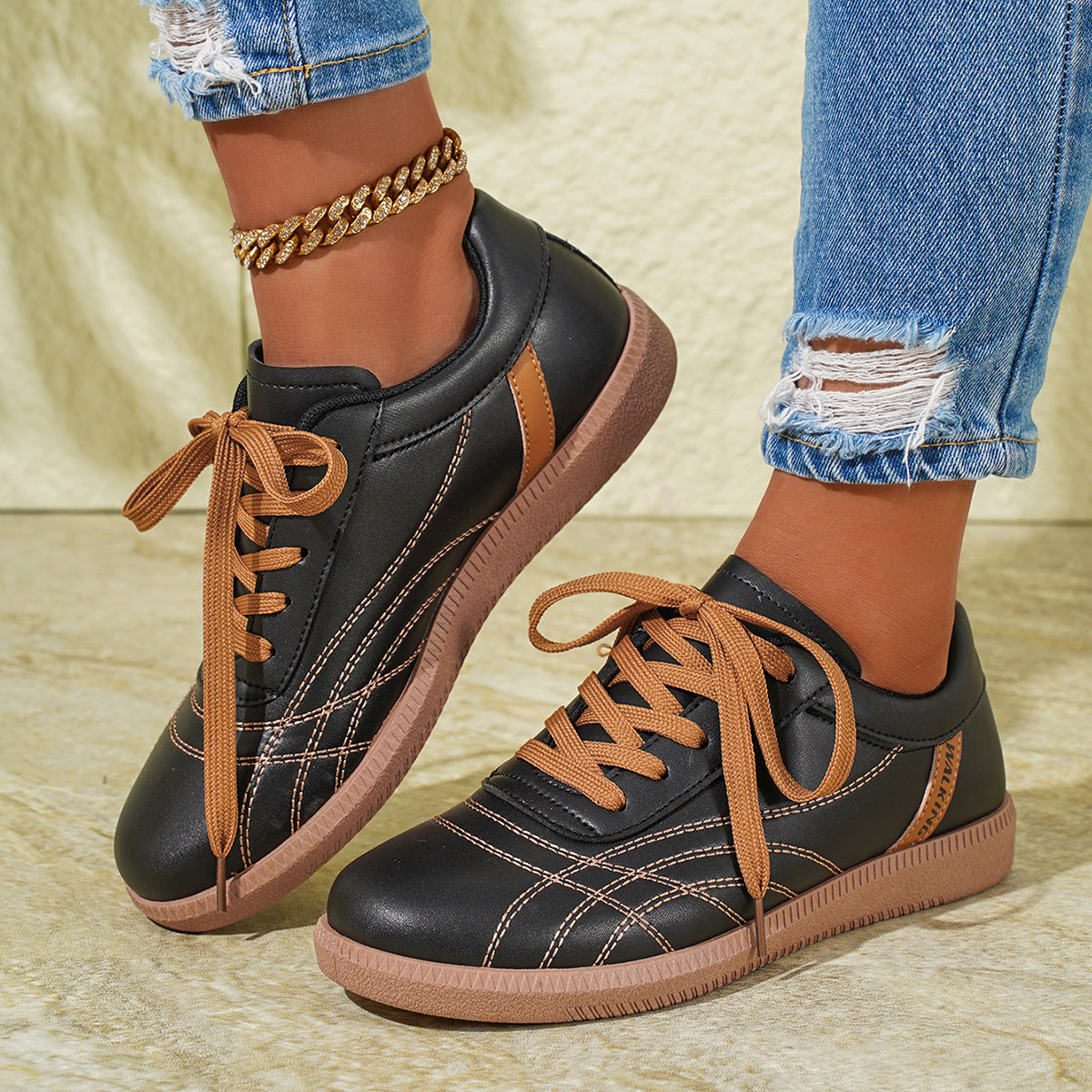 Retro Lace-Up Sneakers For Women's