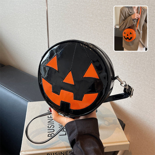 Halloween Pumpkin Small Round Crossbody Bag