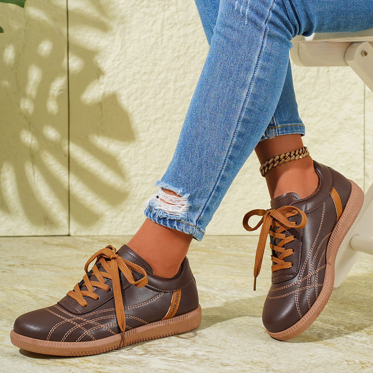 Retro Lace-Up Sneakers For Women's